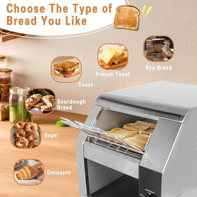 Hakka Commercial Conveyor Toaster, 450 Slices/Hour Heavy Duty Conveyor Toaster - Image 4
