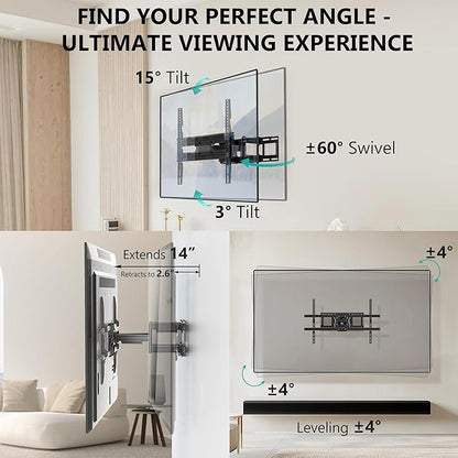 WALI Full Motion TV Wall Mount for 32–70 Inch TVs – Dual Articulating Mount - Image 3