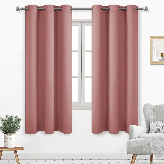 DWCN Rose Blackout Curtains for Living Room, Solid Thermal Room Drakening by DWCN