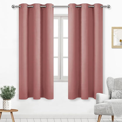 DWCN Rose Blackout Curtains for Living Room, Solid Thermal Room Drakening by DWCN