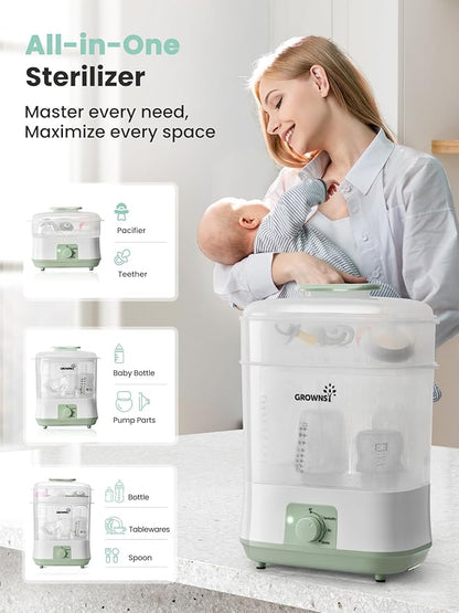 Grownsy Adjustable 4 in 1 Large Bottle Sterilizer and Dryer, 8 Bottles Capacity - Image 3