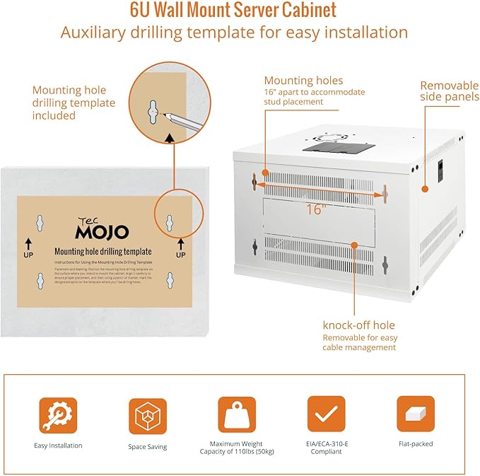Tecmojo 6U Wall Mount Rack Network Cabinet - Image 5