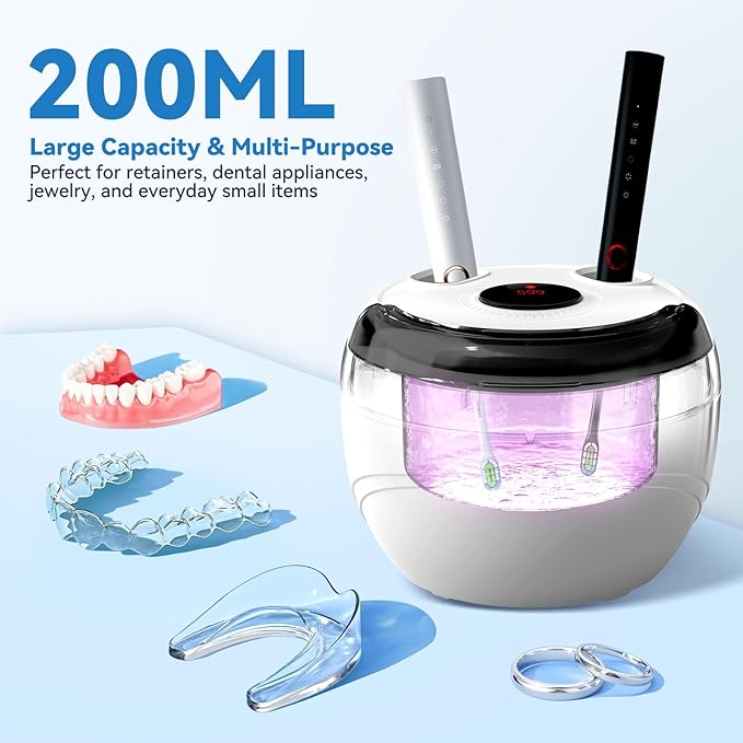 Hosoote Dental Ultrasonic Retainer Cleaner Machine, 45kHz Cleaning Pod - Image 6