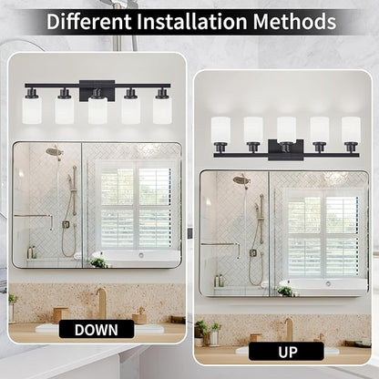 DIKAIDA Bathroom Vanity Light, 5-Light Vanity Lighting Fixture Over Mirror - Image 5