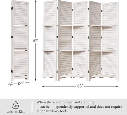Partition Room Dividers, Folding Wood Privacy Screen - Image 6
