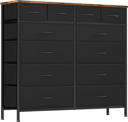 Large Dresser for Bedroom with 12 Deep Drawers, Tall Fabric Drawer Dresser by VASICAR
