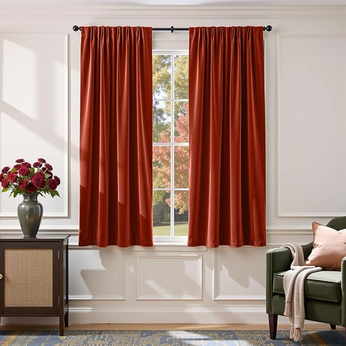 Lazzzy Velvet Blackout Curtains Thermal Insulated Room Window Drapes Super Soft by Lazzzy
