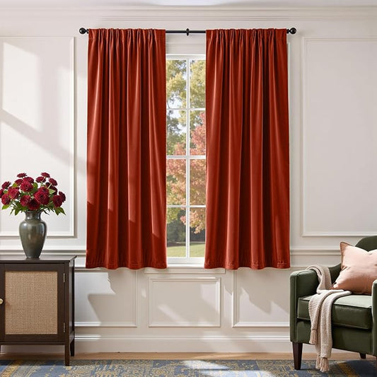 Lazzzy Velvet Blackout Curtains Thermal Insulated Room Window Drapes Super Soft by Lazzzy