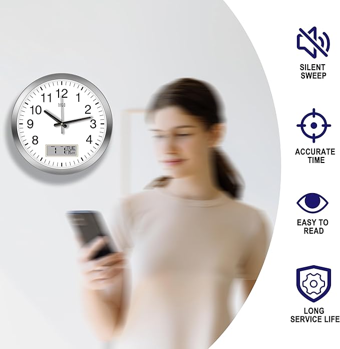 HITO 16 Inch Silent Wall Clock Battery Operated - Image 3