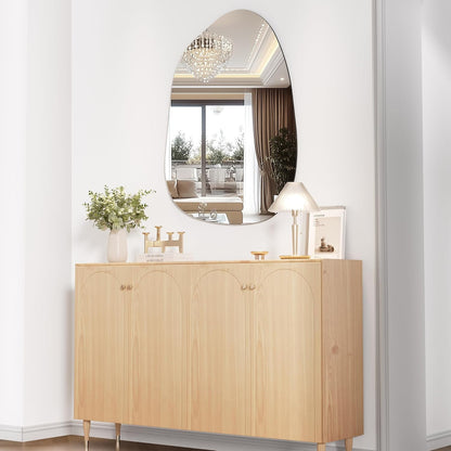 Hasipu 32"x24" Irregular Wall Mirror Frameless Asymmetrical Mirror for Wall | Frameless Wall Mirror, 4mm Tempered Glass, Horizontal & Vertical, Wall Mount, Bathroom, Bedroom, Modern Home Decor