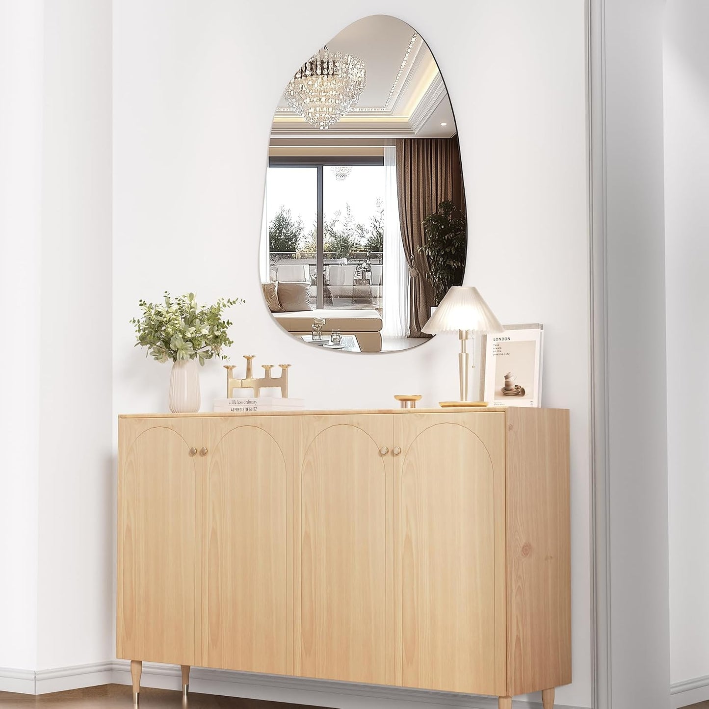 Hasipu 32"x24" Irregular Wall Mirror Frameless Asymmetrical Mirror for Wall | Frameless Wall Mirror, 4mm Tempered Glass, Horizontal & Vertical, Wall Mount, Bathroom, Bedroom, Modern Home Decor