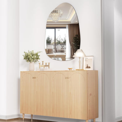 Hasipu 32"x24" Irregular Wall Mirror Frameless Asymmetrical Mirror for Wall | Frameless Wall Mirror, 4mm Tempered Glass, Horizontal & Vertical, Wall Mount, Bathroom, Bedroom, Modern Home Decor