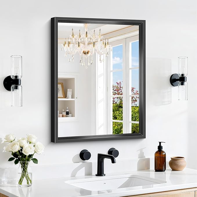 Black Bathroom Mirror, 18x24 Inch Rectangle Mirrors by WelcometoCIVENO