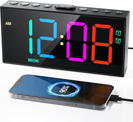 RGB Digital Alarm Clock for Bedroom, Dual Alarms, Weekday/Weekend/Everyday Mode by Roxicosly