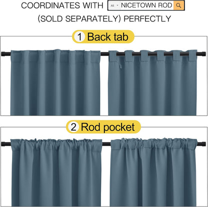 NICETOWN Blackout Curtains Window Drapes - (Smoky Blue Color) 52 inches W by 63 inches L, Set of 2, Blackout Curtain Panels for Boy's Nursery