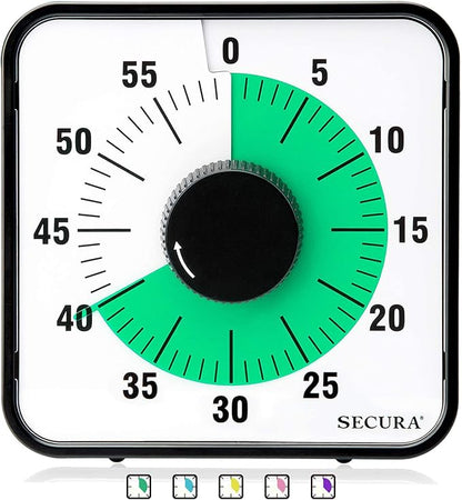 Secura 60-Minute Visual Countdown Timer, 7.5-Inch Oversize Classroom Visual by Secura