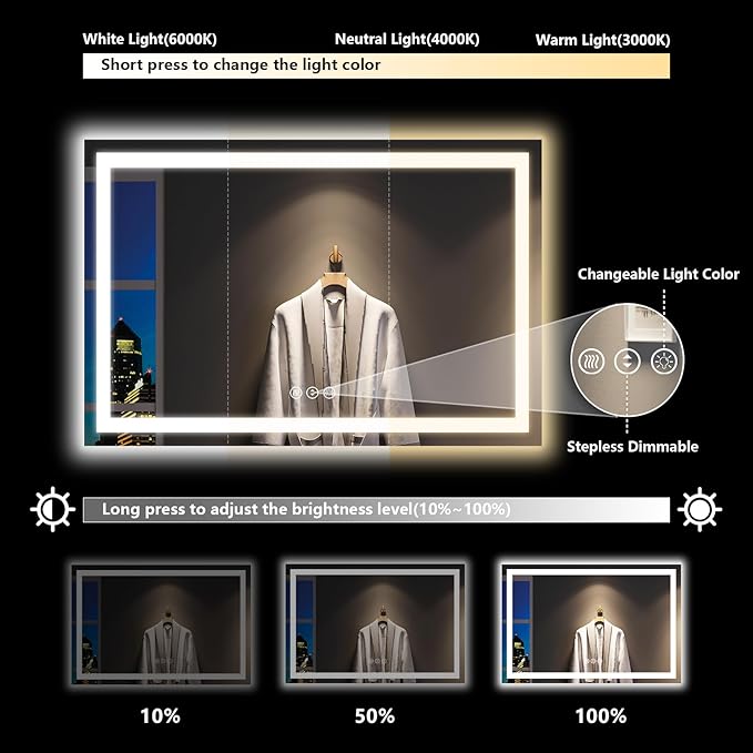 YEELAIT 55x30 Inch LED Bathroom Mirror - Image 4