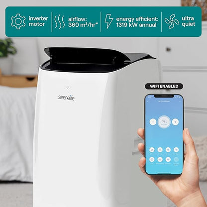 SereneLife 14000 BTU Ultra Quiet Portable Inverter Air Conditioner, Smart - Image 7