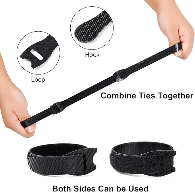 OneLeaf 110PCS Reusable Cable Ties, Adjustable 8-inch Cord Organizer Ties - Image 6