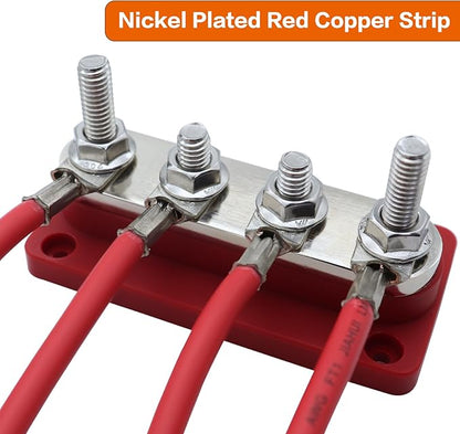 AMOMD 300A PowerBars 4 Terminal Studs M8 Nickel Plated Copper Distribution - Image 7