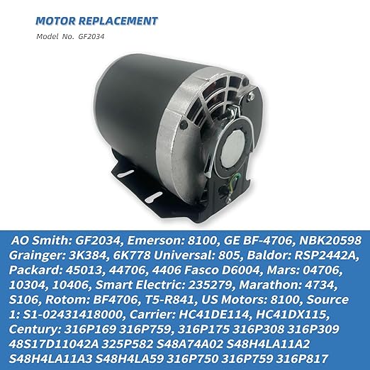 GF2034 Blower Motor 1/3HP 115V 60Hz 1725RPM 48FR Replaces Packard 45013 Ao - Image 3