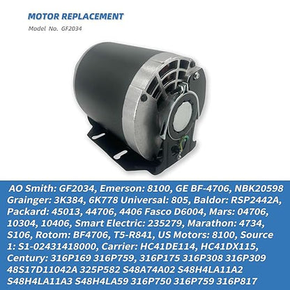 GF2034 Blower Motor 1/3HP 115V 60Hz 1725RPM 48FR Replaces Packard 45013 Ao - Image 3