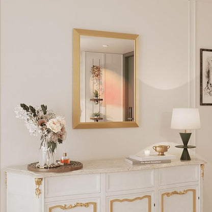 Amorho Bathroom Mirror, 24x32 Inch Gold Thick Metal Framed Wall Mirrors by Amorho