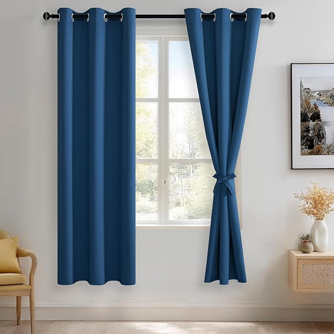 JIUZHEN Classic Blue Blackout Curtains by JIUZHEN