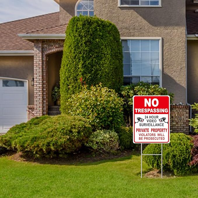 NO Trespassing Signs Private Property Video Surveillance Sign, Large 4-Pack - Image 5