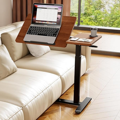 Overbed Table with Wheels, Pneumatic Height Adjustable Overbed Bedside Table by Hovadova