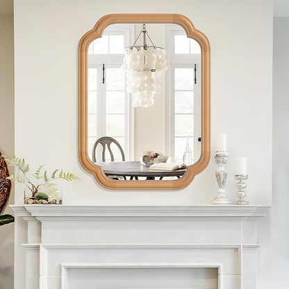 Natural Wood Framed Mirror, 18X24 Inch Bathroom Mirror - Image 3