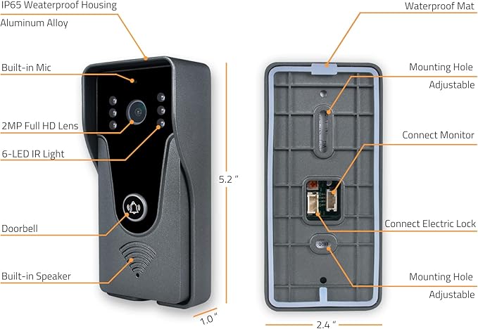 Wireless IP Video Doorbell Intercom System, WiFi 7 Inch Monitor - Image 7