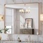 LOAAO 40"X32" Gold Bathroom Mirror, Rounded Rectangle Gold Frame Mirror by LOAAO