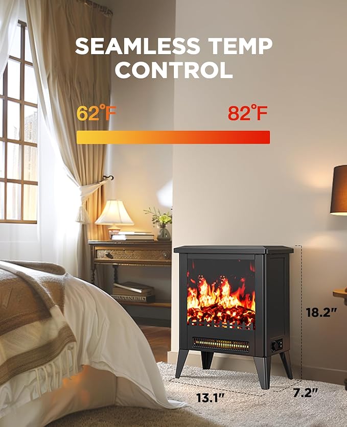 Silonn Electric Fireplace Heater, Quick Heating Portable Low Noise Fireplace - Image 5