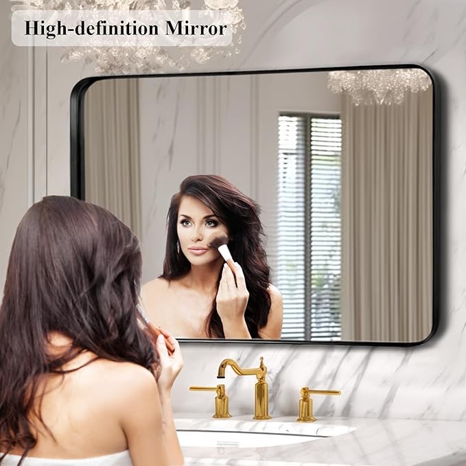 Fabuday Large Black Bathroom Mirror 40x30 Inch - Image 4