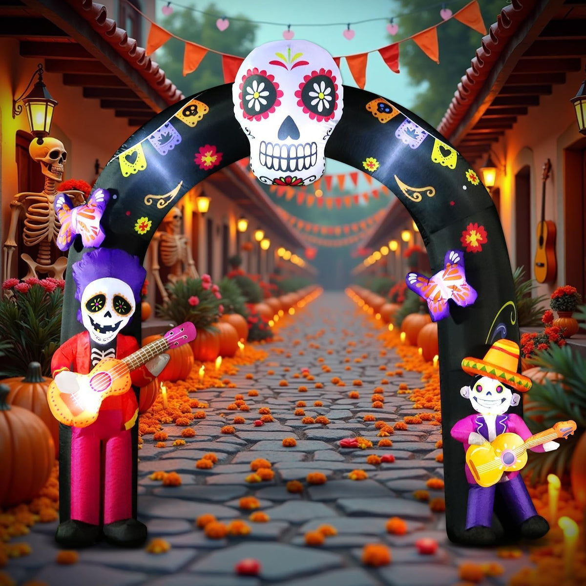 DomKom 8FT Halloween Inflatable Blow Up Decorations Archway, Day of the Dead ...