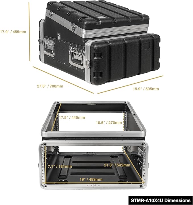 Sound Town Lightweight and Compact 4U ATA ABS Rack Case, - Image 6
