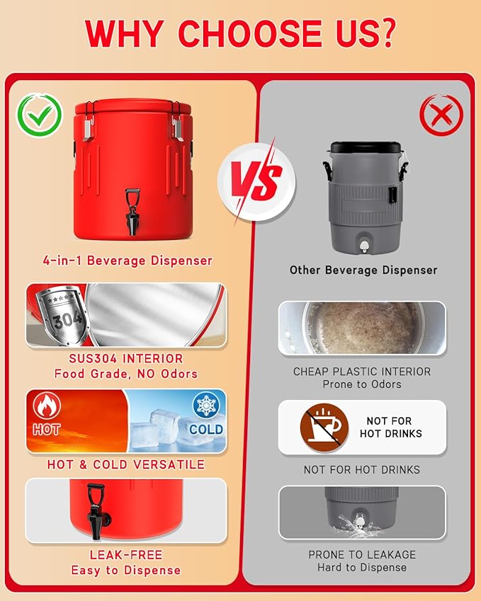Insulated Beverage Dispenser 10 Gallon, Hot Drink Dispenser - Image 2