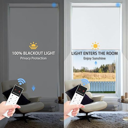 Motorized Blinds with Remote Control, 100% Blackout Cordless Wireless Electric - Image 2