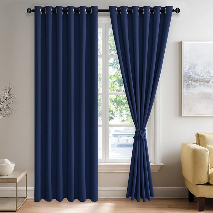JIUZHEN Navy Blue Blackout Curtains by JIUZHEN