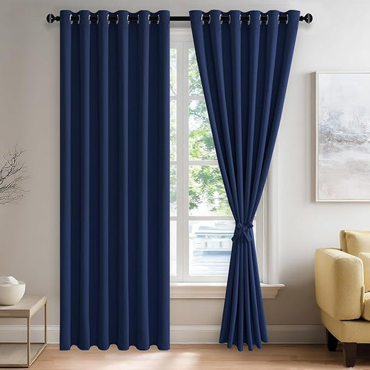 JIUZHEN Navy Blue Blackout Curtains by JIUZHEN