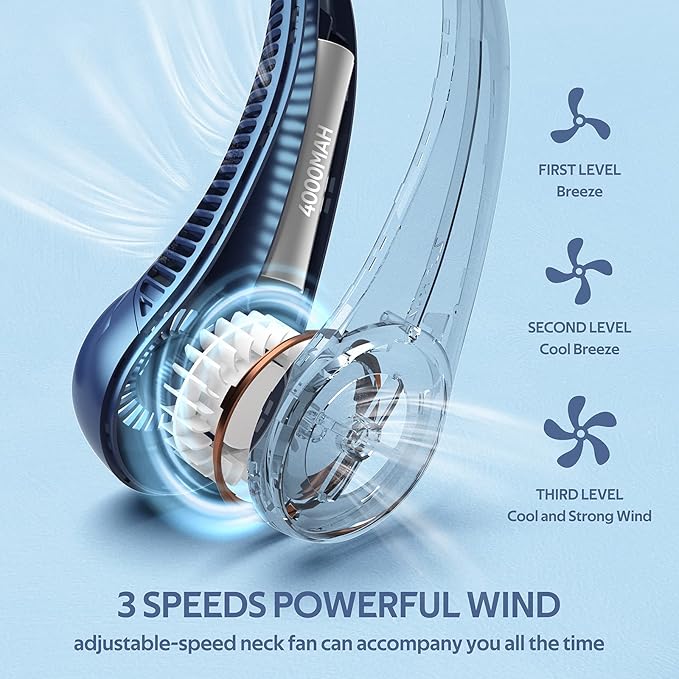 Portable Neck Fan, Hands Free Bladeless Fan, 360° Cooling Personal Fan - Image 3