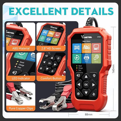 Car Battery Tester 6V 12V 24V VDIAGTOOL BT500, 5-3000 CCA Battery Load Tester - Image 9