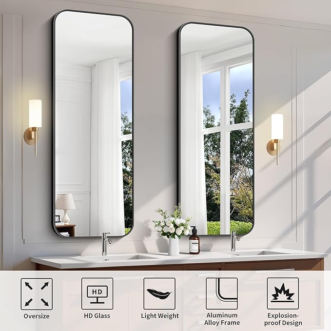 FORBATH Bathroom Mirror 20" x 55", Rectangle Black Bathroom Mirror - Image 7
