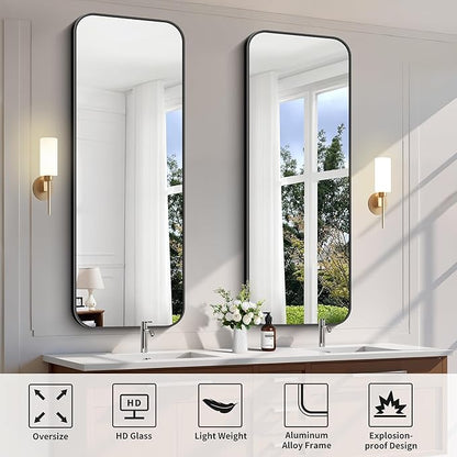 FORBATH Bathroom Mirror 20" x 55", Rectangle Black Bathroom Mirror - Image 7