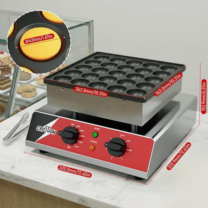 CROSSON Mini Pancake Maker, Non-stick Stainless Steel Poffertjes Grill - Image 3