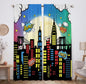 Allenjoy Superhero Super City Skyline Buildings Children Window Curtains for Kids Baby Room Bedroom Nursery Toddler Home Office Decor Decorations Durable Fabric Machine Washable 82 in x 84 in
