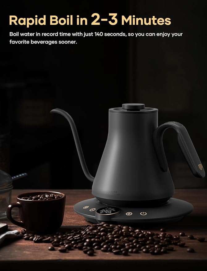 Electric Kettle, Gooseneck Electric Kettle, ±1℉ Temperature Control, Stainless - Image 7