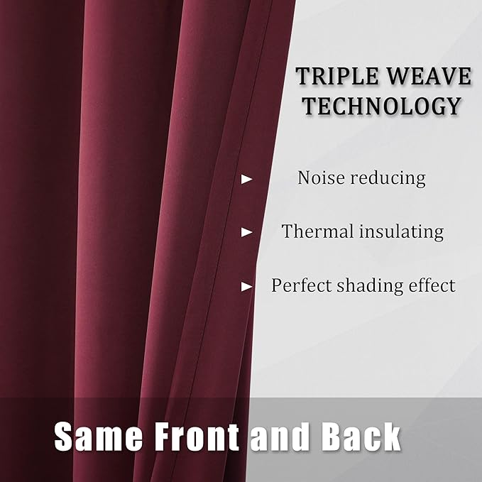 DUALIFE Burgundy Red Curtains for Bedroom Extra Long Drapes 120 Inches Long for - Image 4