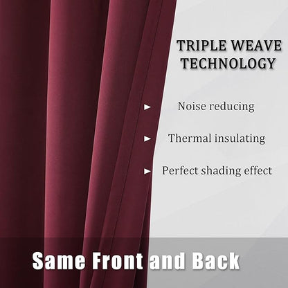 DUALIFE Burgundy Red Curtains for Bedroom Extra Long Drapes 120 Inches Long for - Image 4